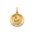 Round St. Paul Medal in 14K Yellow Gold, 14.5mm - Sophia Jewelers