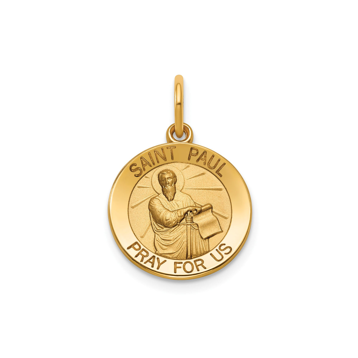 Round St. Paul Medal in 14K Yellow Gold, 14.5mm - Sophia Jewelers