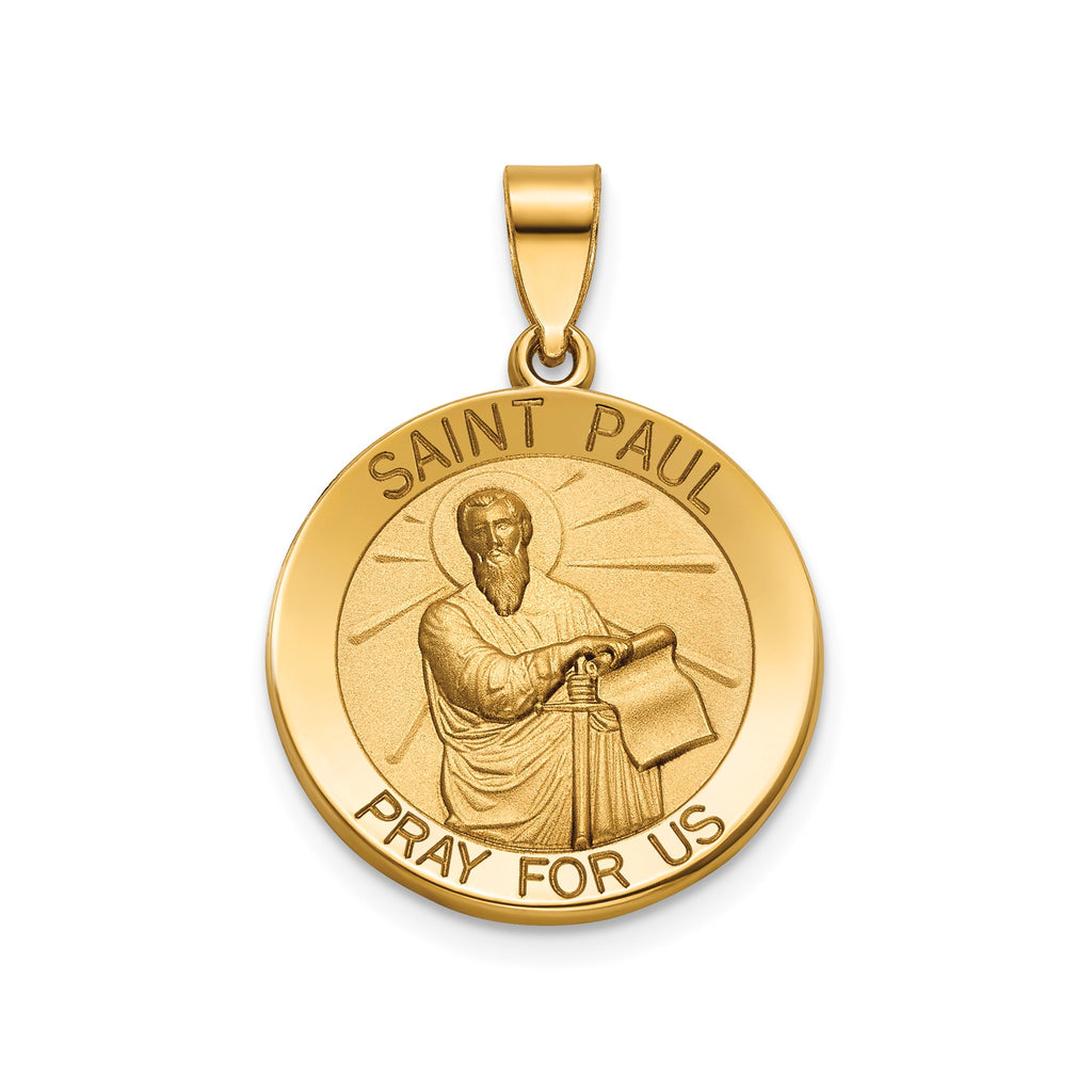 Round St. Paul Medal in 14K Yellow Gold, 18.25mm - Sophia Jewelers