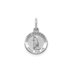 Round St. Peregrine Medal in Sterling Silver, Satin - Sophia Jewelers