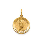 Round St. Peregrine Medal in 14K Yellow Gold, 14.5mm - Sophia Jewelers