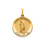 Round St. Peregrine Medal in 14K Yellow Gold, 16.25mm - Sophia Jewelers