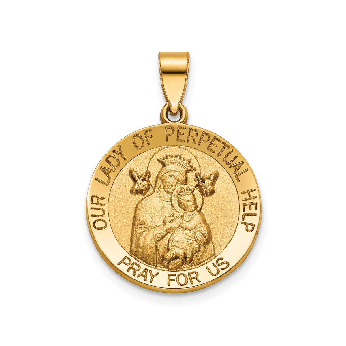 Round Perpetual Help Medal in 14K Yellow Gold, 18.25mm - Sophia Jewelers Main image