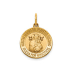 Round Perpetual Help-Spanish Medal in 14K Yellow Gold, 16.25mm - Sophia Jewelers
