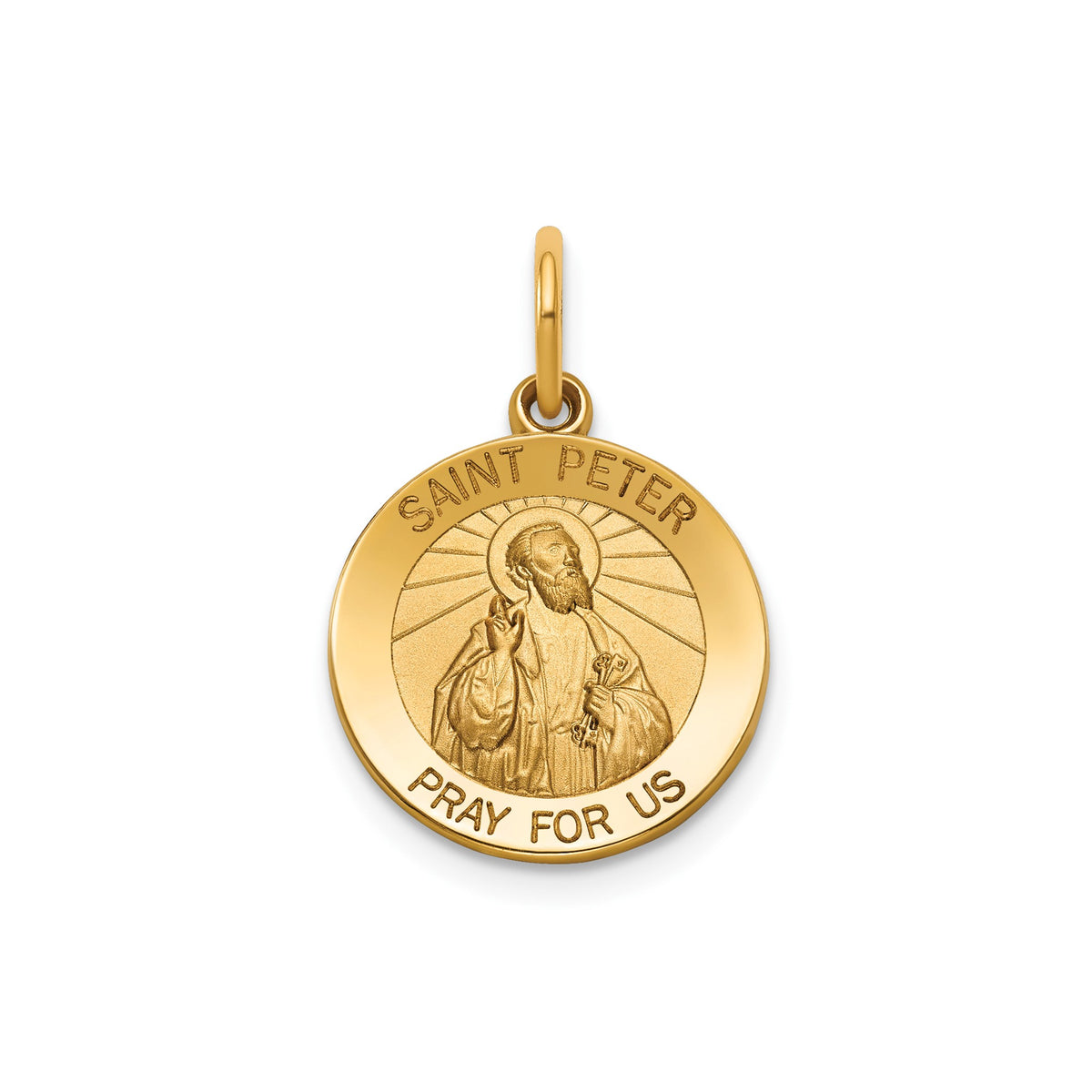 Round St. Peter Medal in 14K Yellow Gold, 14.5mm - Sophia Jewelers Main image