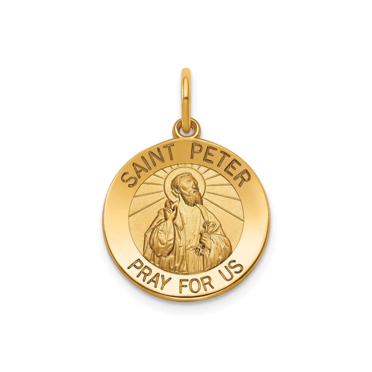 Round St. Peter Medal in 14K Yellow Gold, 16.25mm - Sophia Jewelers Main image