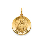 Round St. Peter Medal in 14K Yellow Gold, 16.25mm - Sophia Jewelers