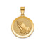 Round Praying Hands Medal in 14K Yellow Gold - Sophia Jewelers