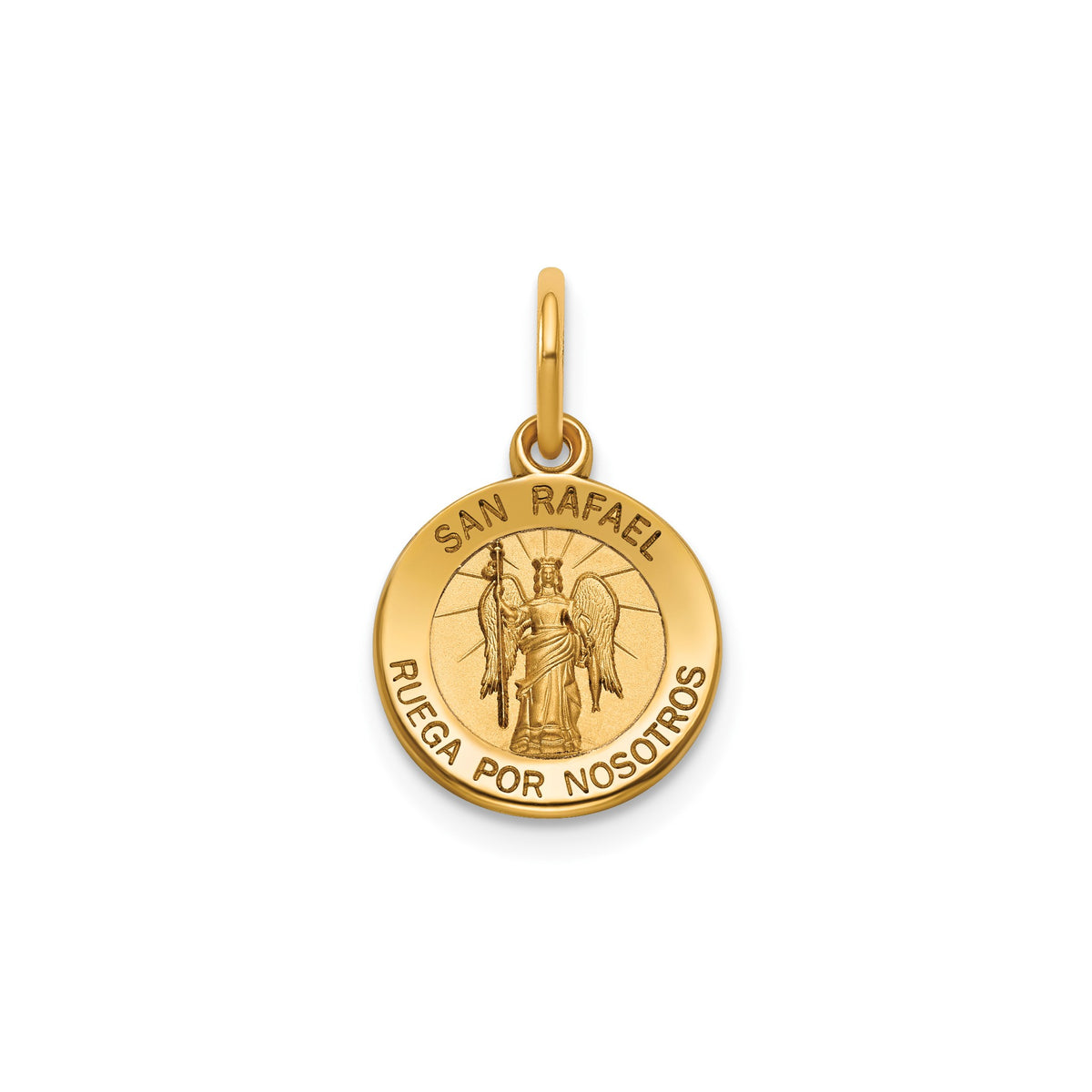 Round St. Raphael-Spanish Medal in 14K Yellow Gold, 11.5mm - Sophia Jewelers Main image