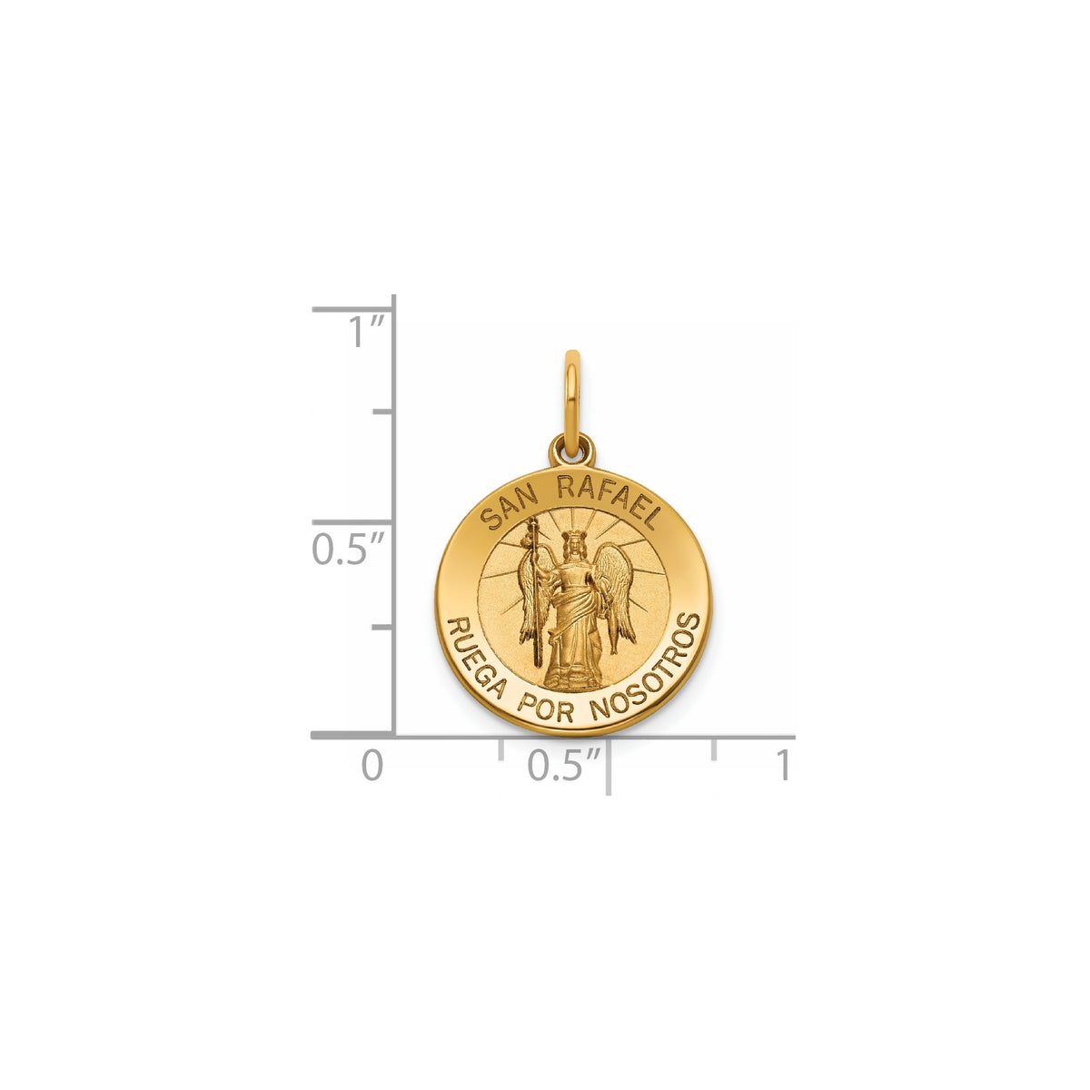 Round St. Raphael-Spanish Medal in 14K Yellow Gold, 16.25mm - Sophia Jewelers