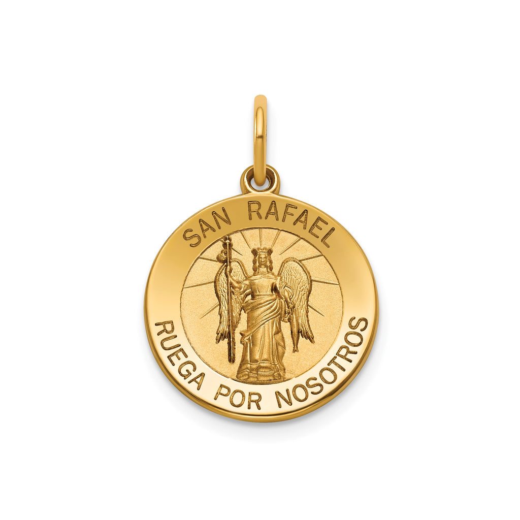 Round St. Raphael-Spanish Medal in 14K Yellow Gold, 16.25mm - Sophia Jewelers