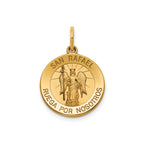 Round St. Raphael-Spanish Medal in 14K Yellow Gold, 16.25mm - Sophia Jewelers