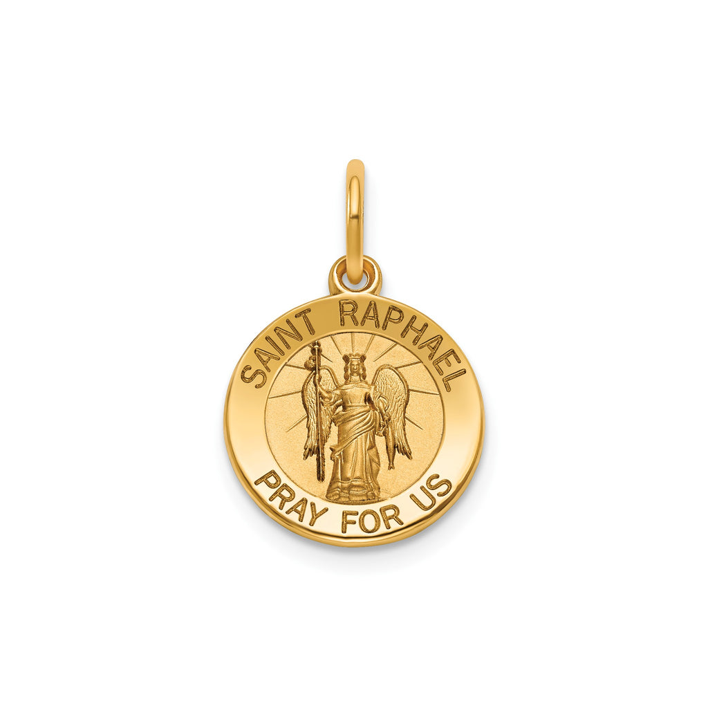 Round St. Raphael Medal in Gold-Plated Sterling Silver - Sophia Jewelers