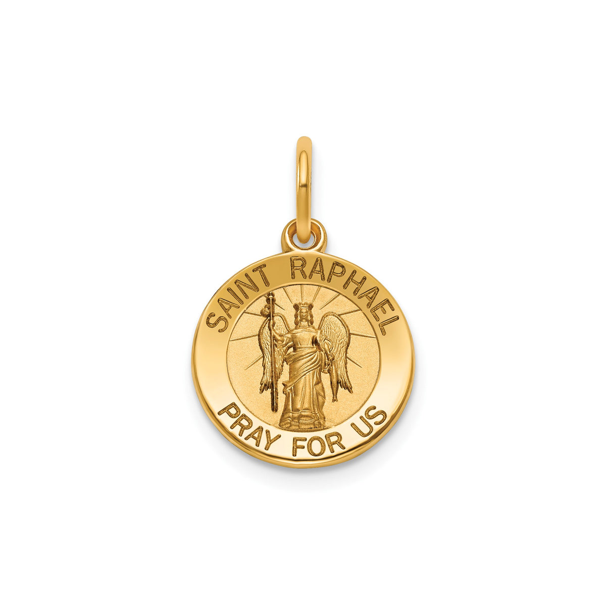 Round St. Raphael Medal in Gold-Plated Sterling Silver - Sophia Jewelers