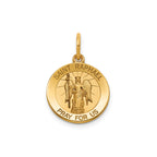 Round St. Raphael Medal in 14K Yellow Gold, 14.5mm - Sophia Jewelers