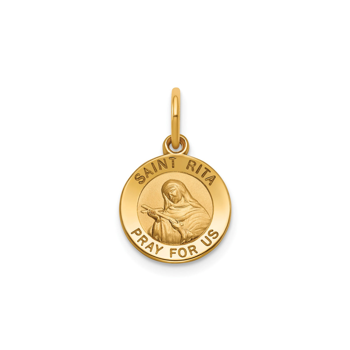 Round St. Rita Medal in 14K Yellow Gold, 11.5mm - Sophia Jewelers
