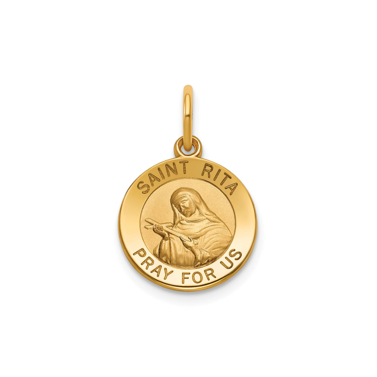 Round St. Rita Medal in 14K Yellow Gold, 13.25mm - Sophia Jewelers Main image