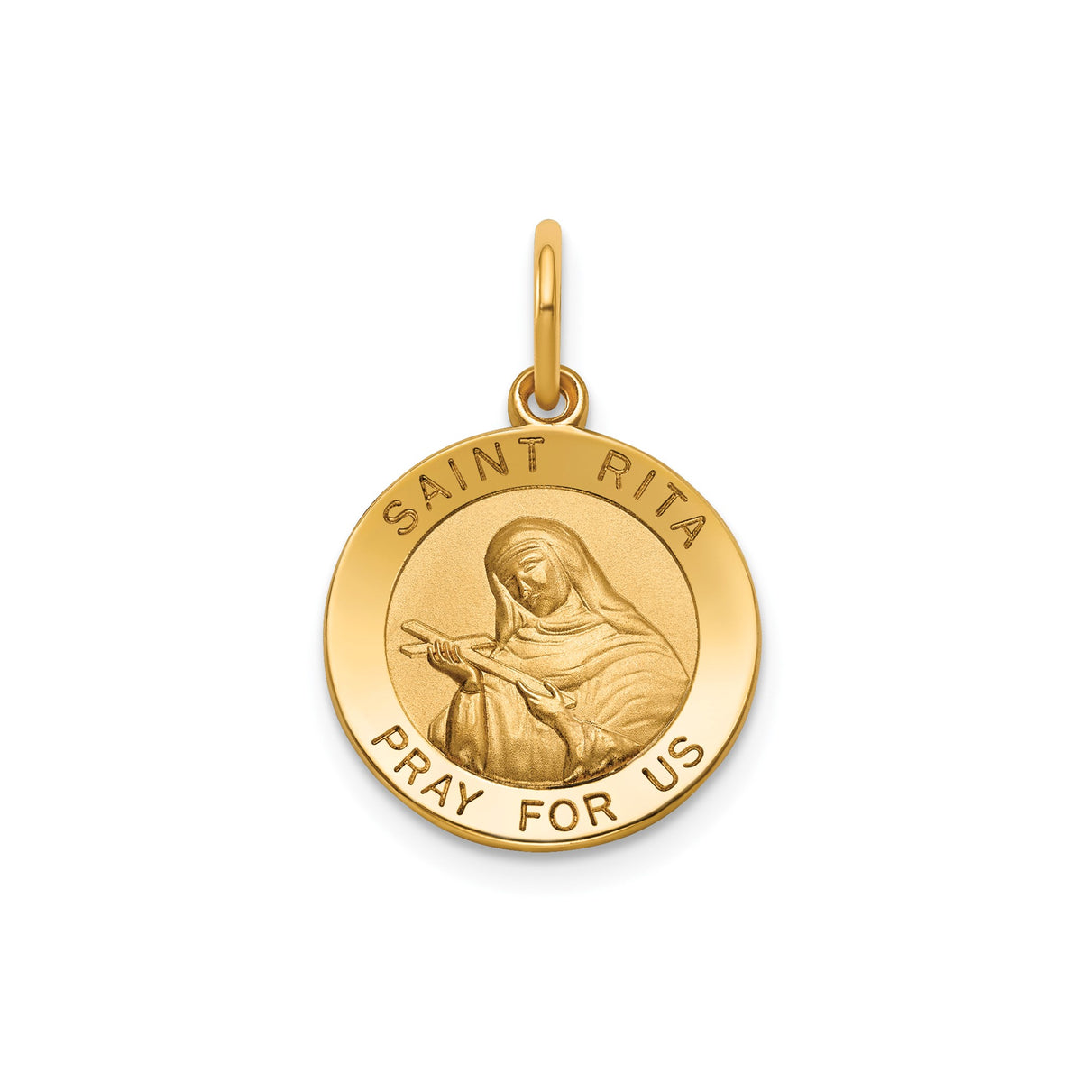 Round St. Rita Medal in 14K Yellow Gold, 14.5mm - Sophia Jewelers Main image