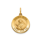 Round St. Rita Medal in 14K Yellow Gold, 16.25mm - Sophia Jewelers