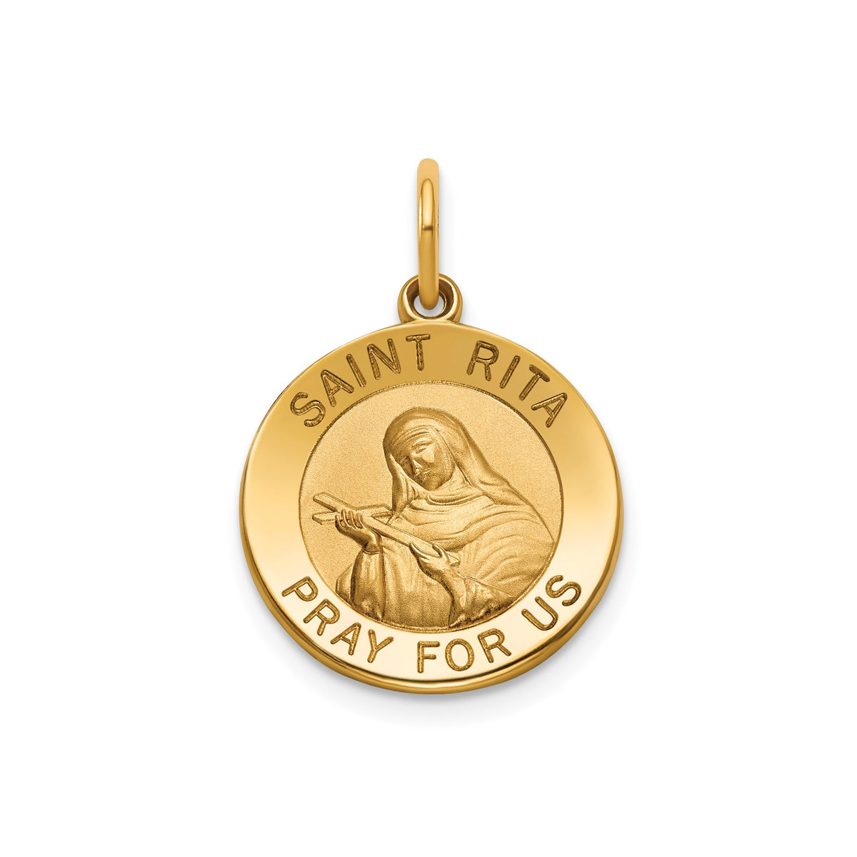 Round St. Rita Medal in Gold-Plated Sterling Silver, 16.25mm - Sophia Jewelers Main image