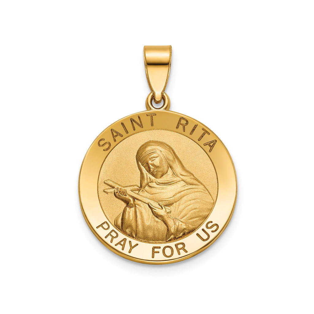 Round St. Rita Medal in 14K Yellow Gold, 18.25mm - Sophia Jewelers