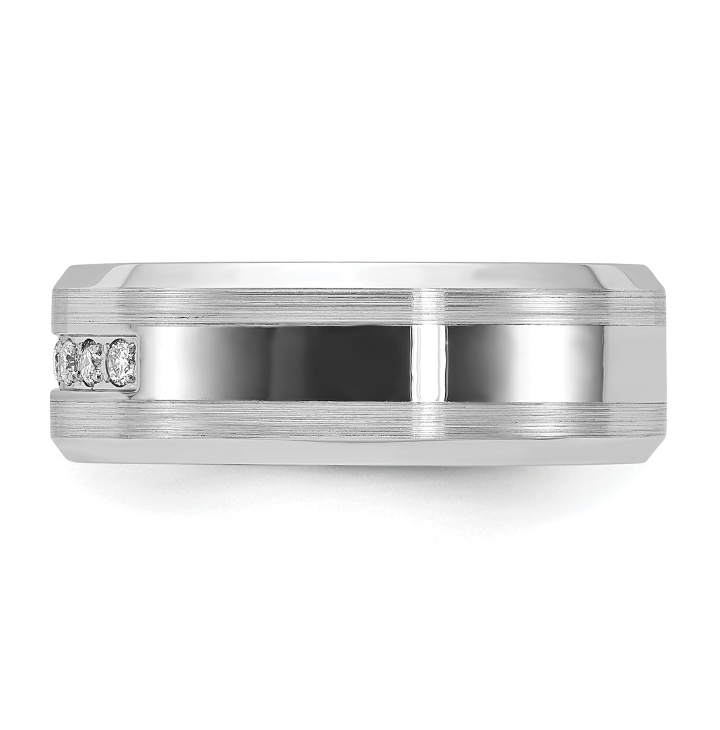 Men's Brushed and Polished Diamond Cobalt Wedding Band 8mm