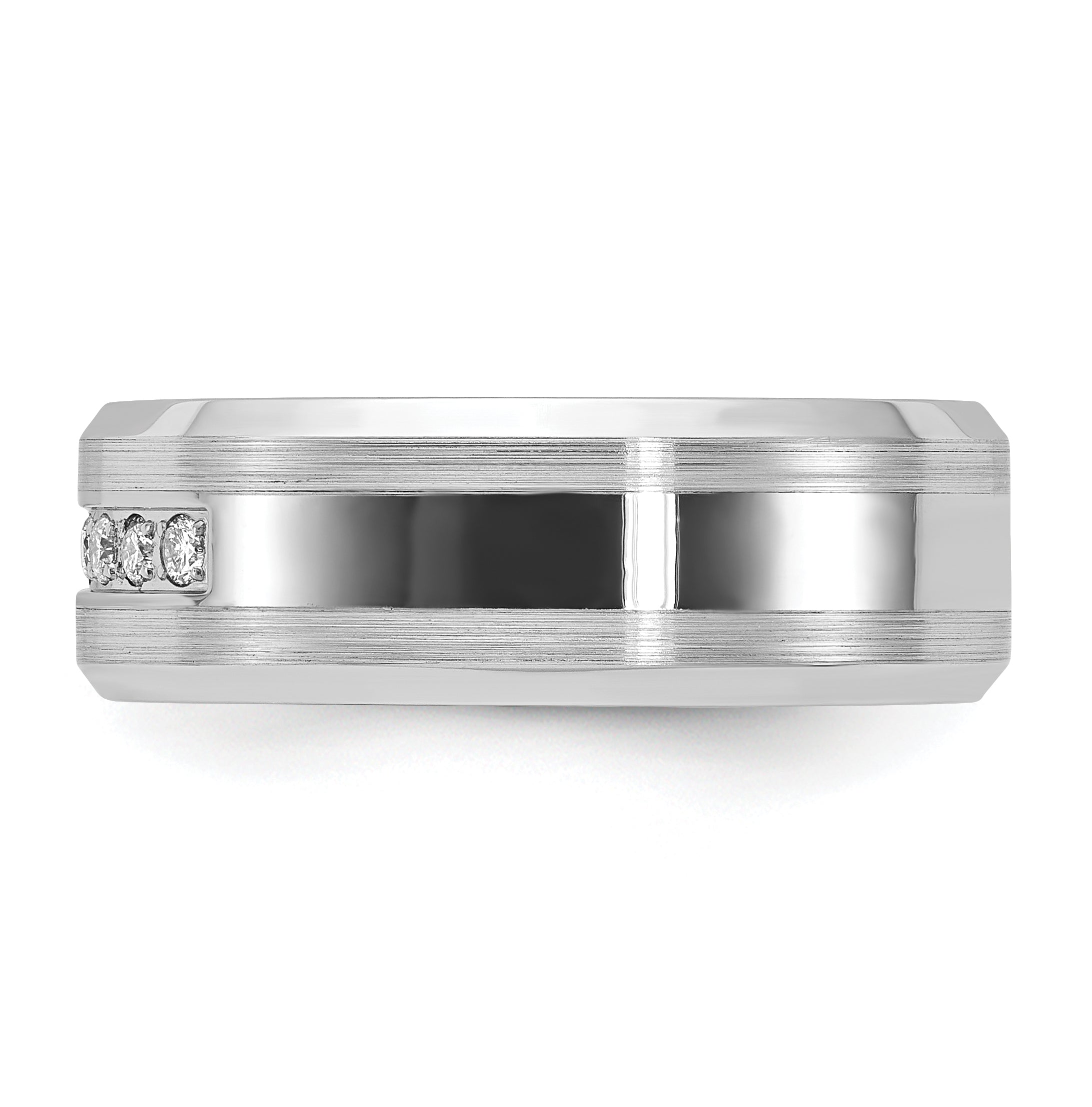 Men's Brushed and Polished Diamond Cobalt Wedding Band 8mm