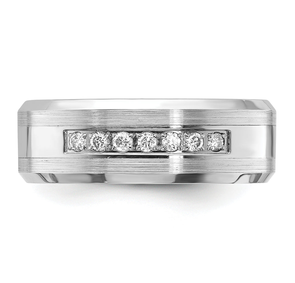 Men's Brushed and Polished Diamond Cobalt Wedding Band 8mm