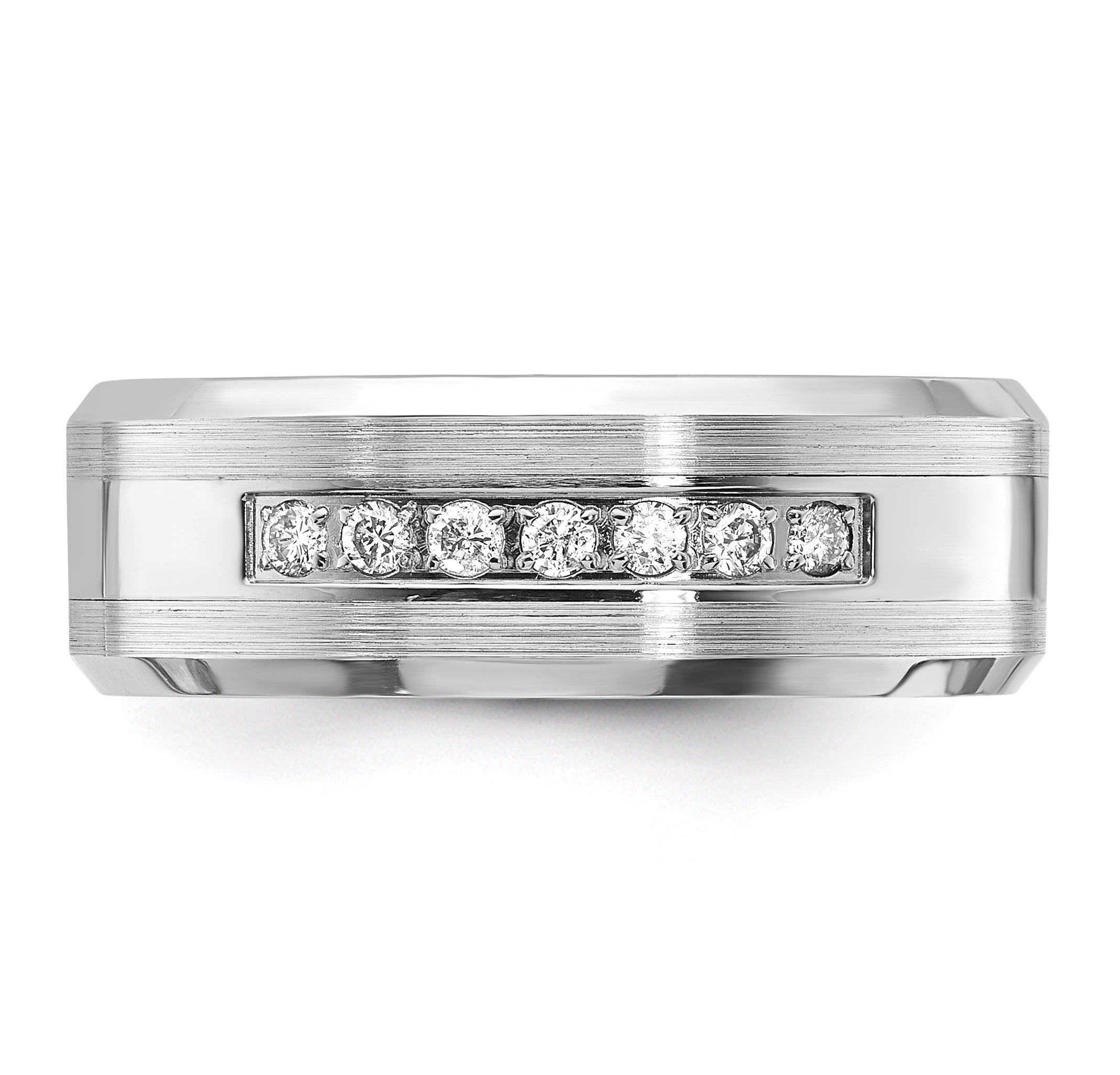 Men's Brushed and Polished Diamond Cobalt Wedding Band 8mm