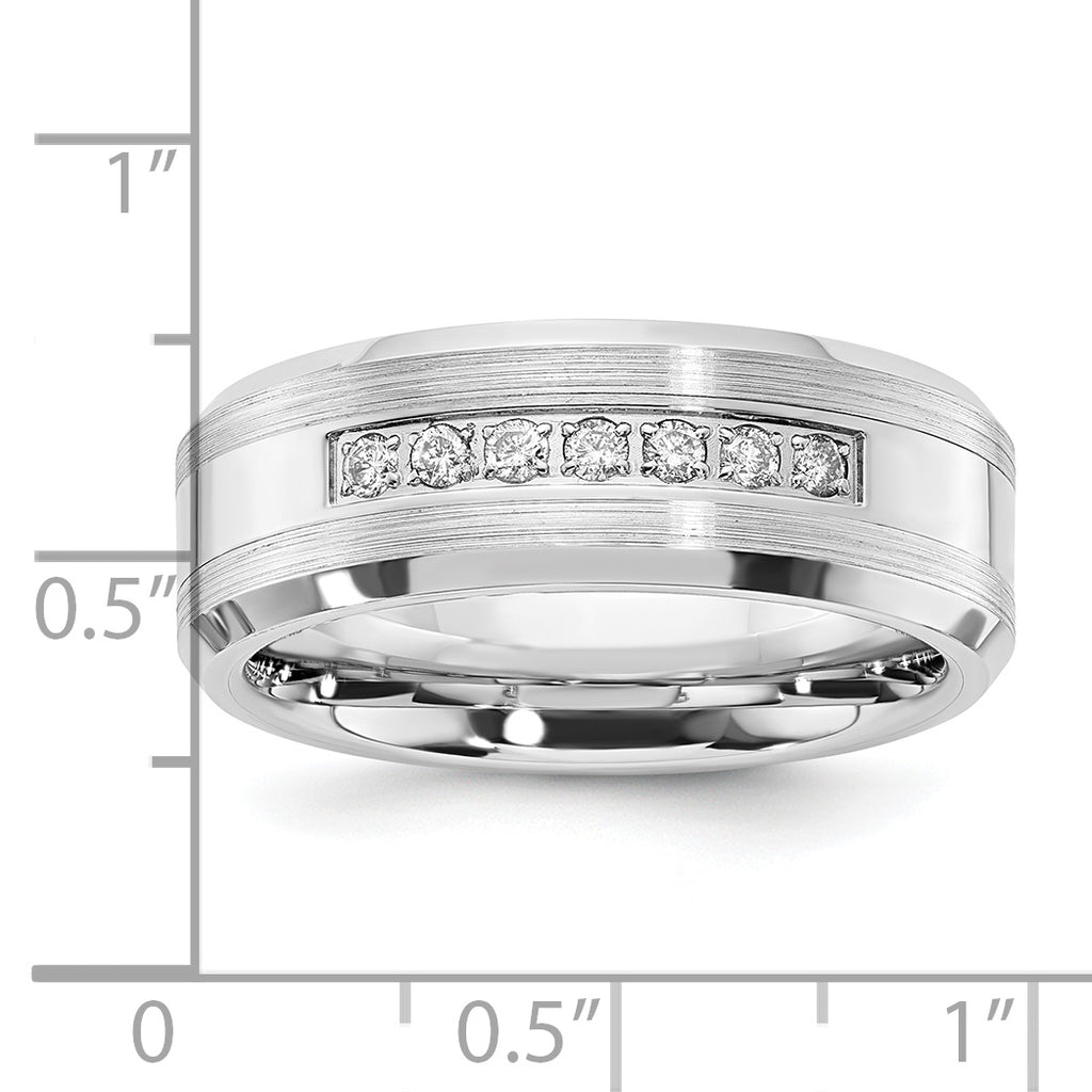 Men's Brushed and Polished Diamond Cobalt Wedding Band 8mm