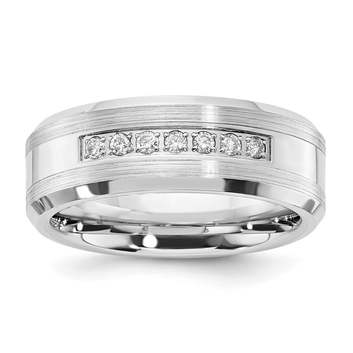 Men's Brushed and Polished Diamond Cobalt Wedding Band 8mm - Sophia Jewelers Main image