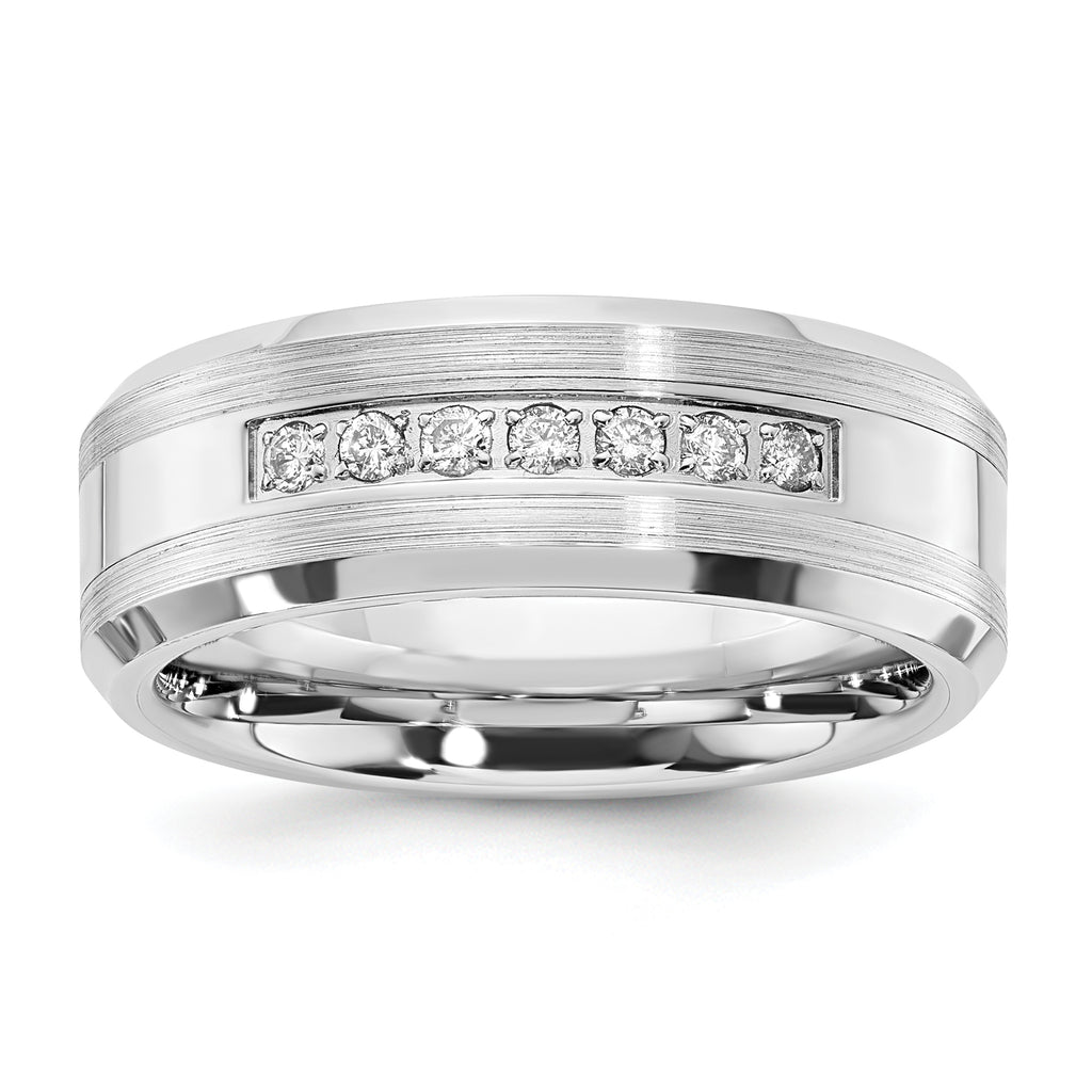 Men's Brushed and Polished Diamond Cobalt Wedding Band 8mm