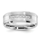 Men's Brushed and Polished Diamond Cobalt Wedding Band 8mm
