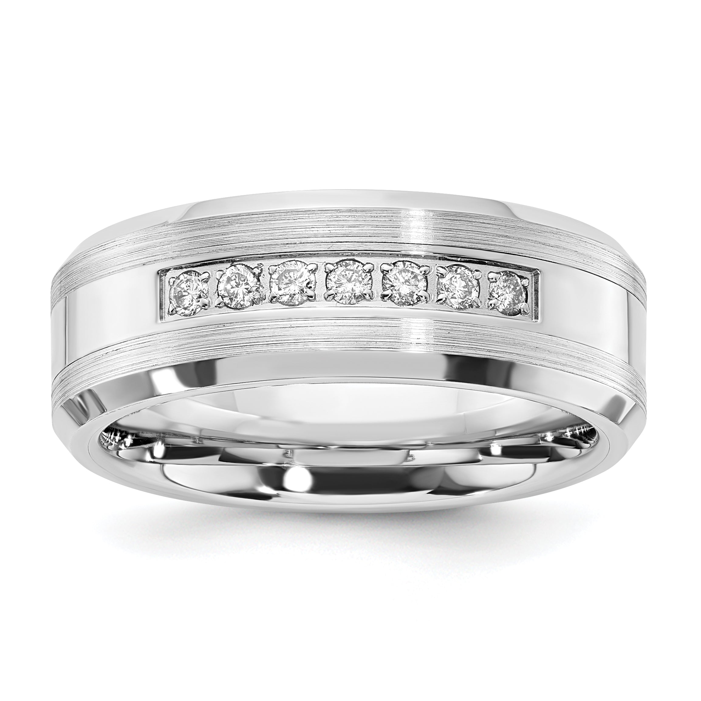 Cobalt Polished & Brushed Diamond 8mm Men's Band