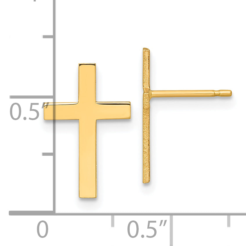 14k Polished Cross Earrings