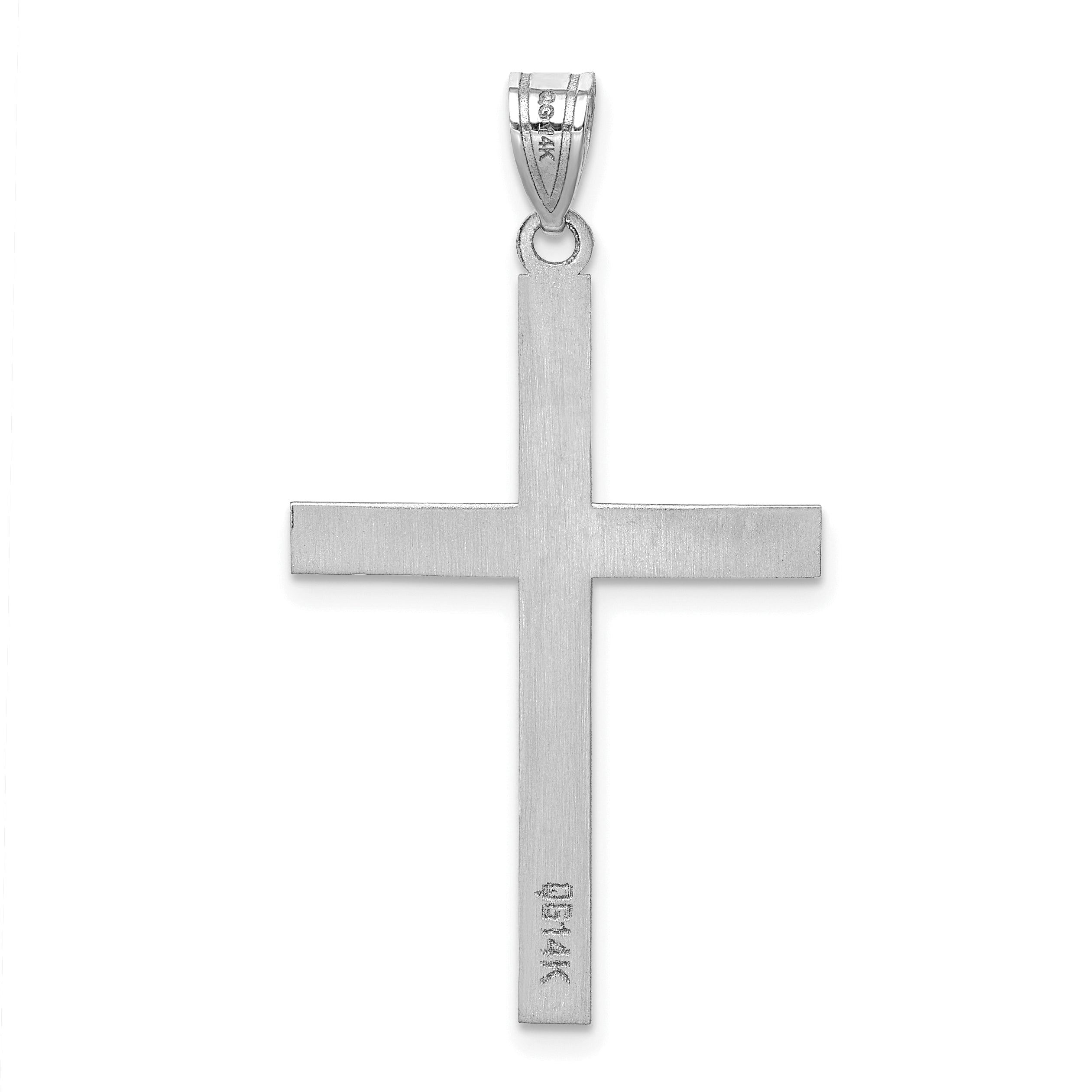 14k White Gold Engravable Cross Charm