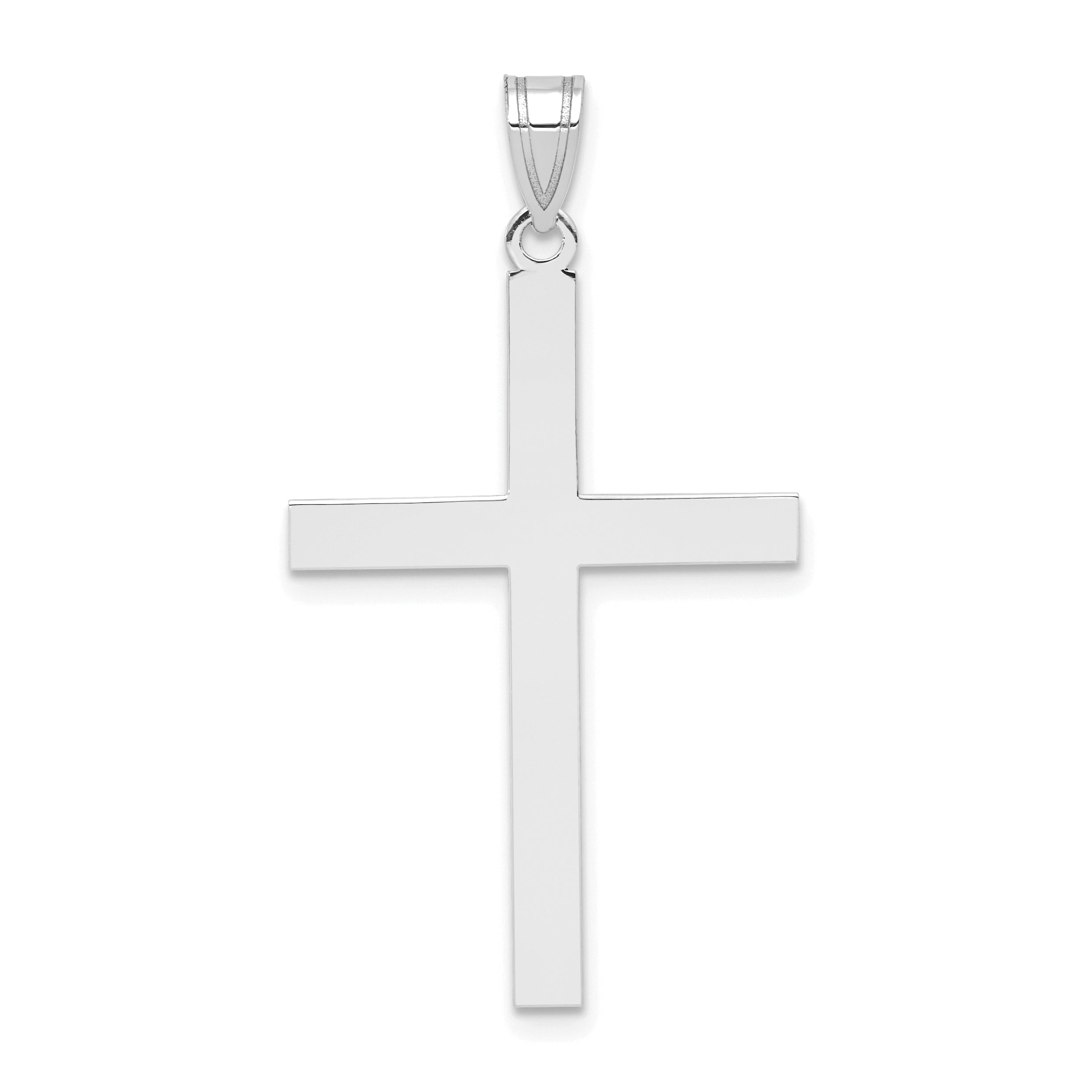 14k White Gold Engravable Cross Charm Main image