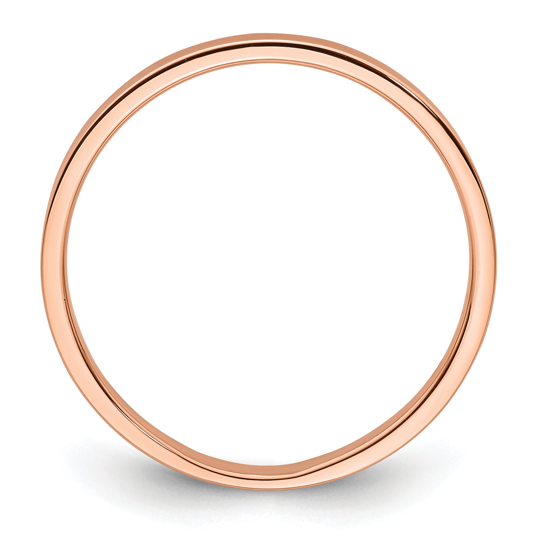 14k Rose Gold 2mm Lightweight Flat Wedding Band Size 9.5