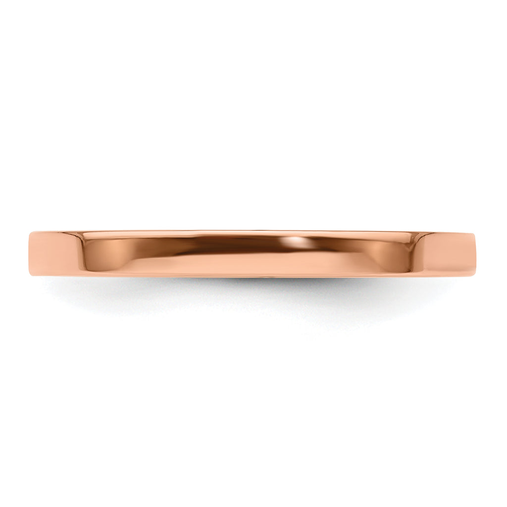14k Rose Gold 2mm Lightweight Flat Wedding Band Size 9.5