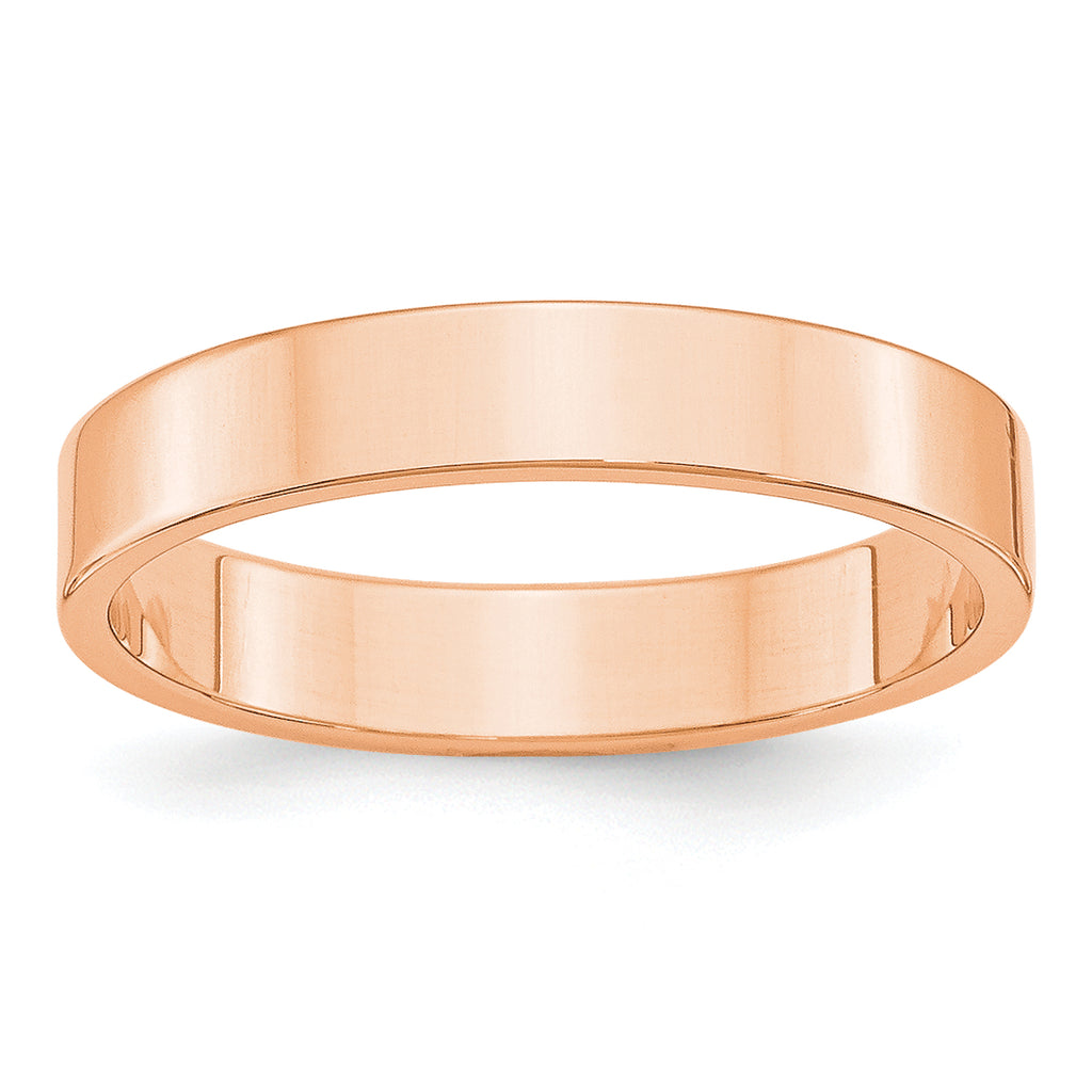 14k Rose Gold 4mm Lightweight Flat Wedding Band