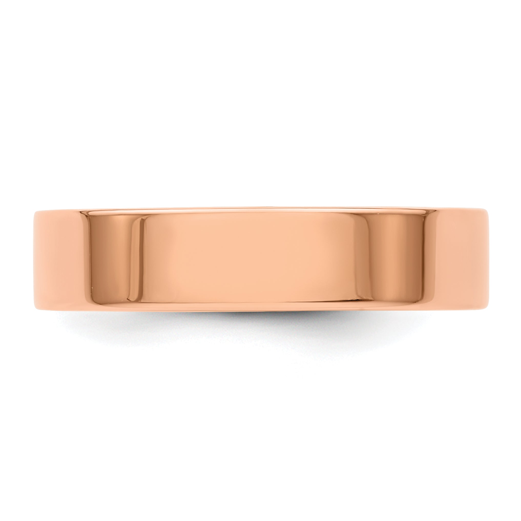 14K Rose Gold Flat Wedding Band 5mm
