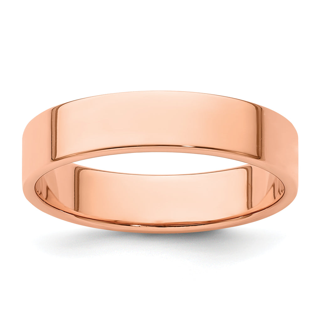 14K Rose Gold Flat Wedding Band 5mm