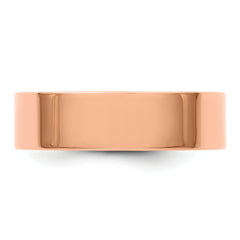 14k Rose Gold 6mm Lightweight Flat Wedding Band Size 9.5
