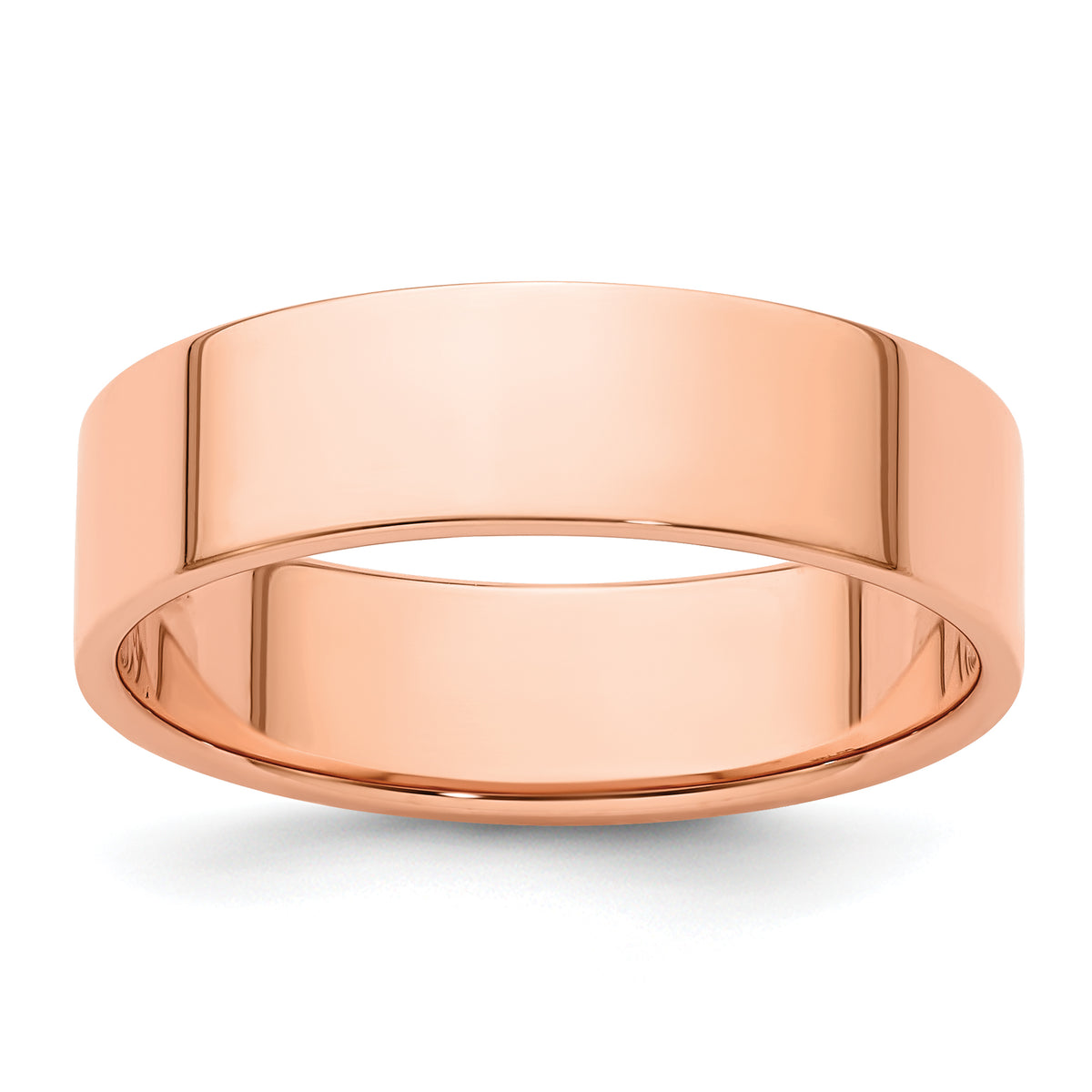 14k Rose Gold 6mm Lightweight Flat Wedding Band Size 9.5