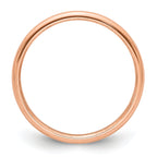 14K Rose Gold 2mm Half-Round Wedding Band, Size 4-4.25, Polished Finish