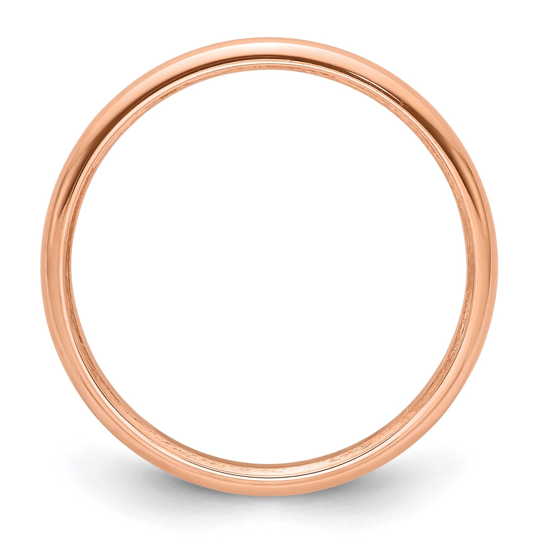 14K Rose Gold 2mm Half-Round Wedding Band, Size 4-4.25, Polished Finish