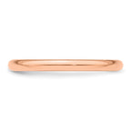 14k Rose Gold 2mm Half Round Wedding Band Size 9.5