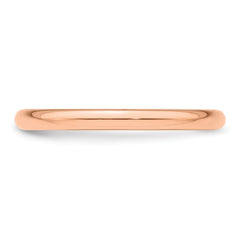 14k Rose Gold 2mm Half Round Wedding Band Size 9.5
