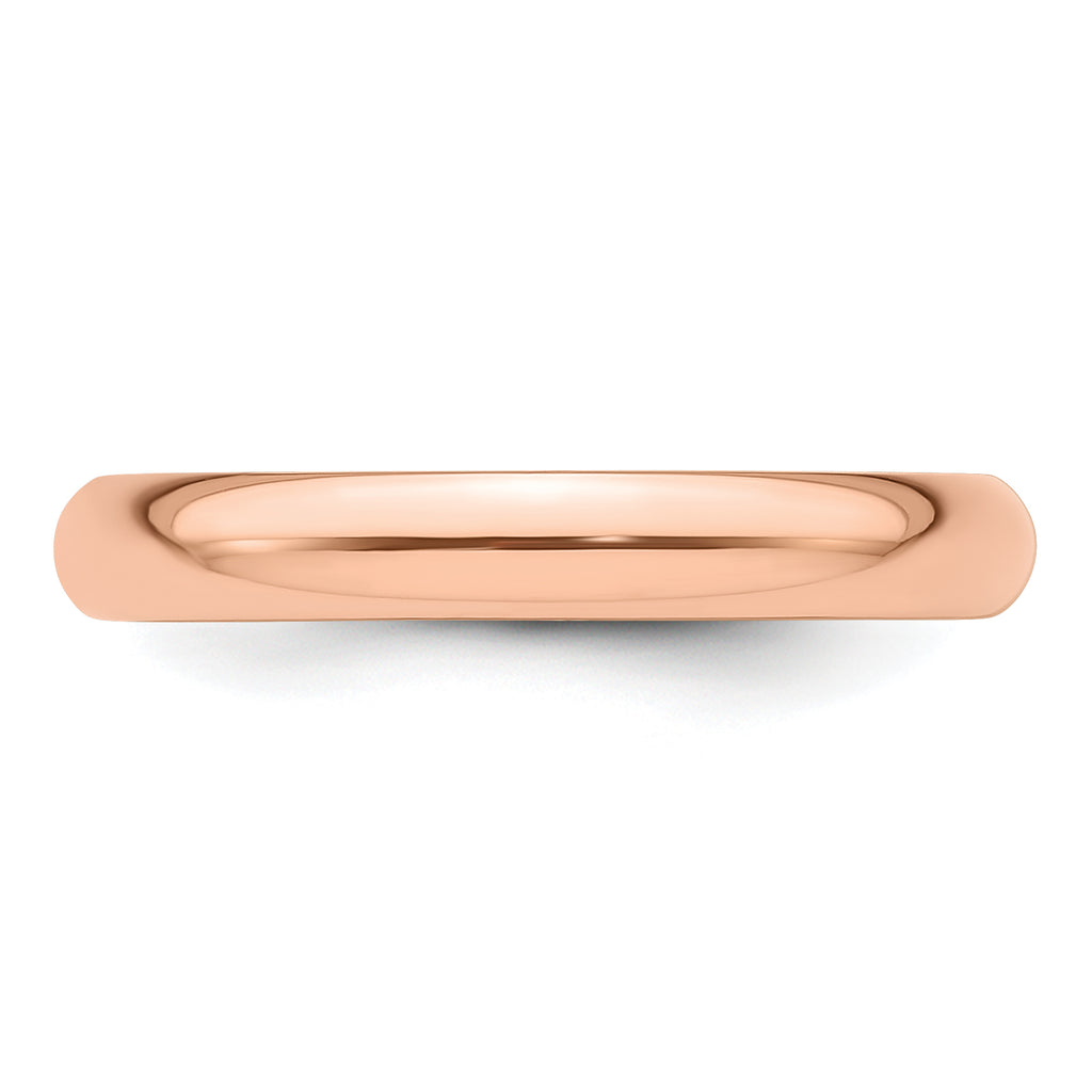 14k Rose Gold 3mm Half-Round Wedding Band