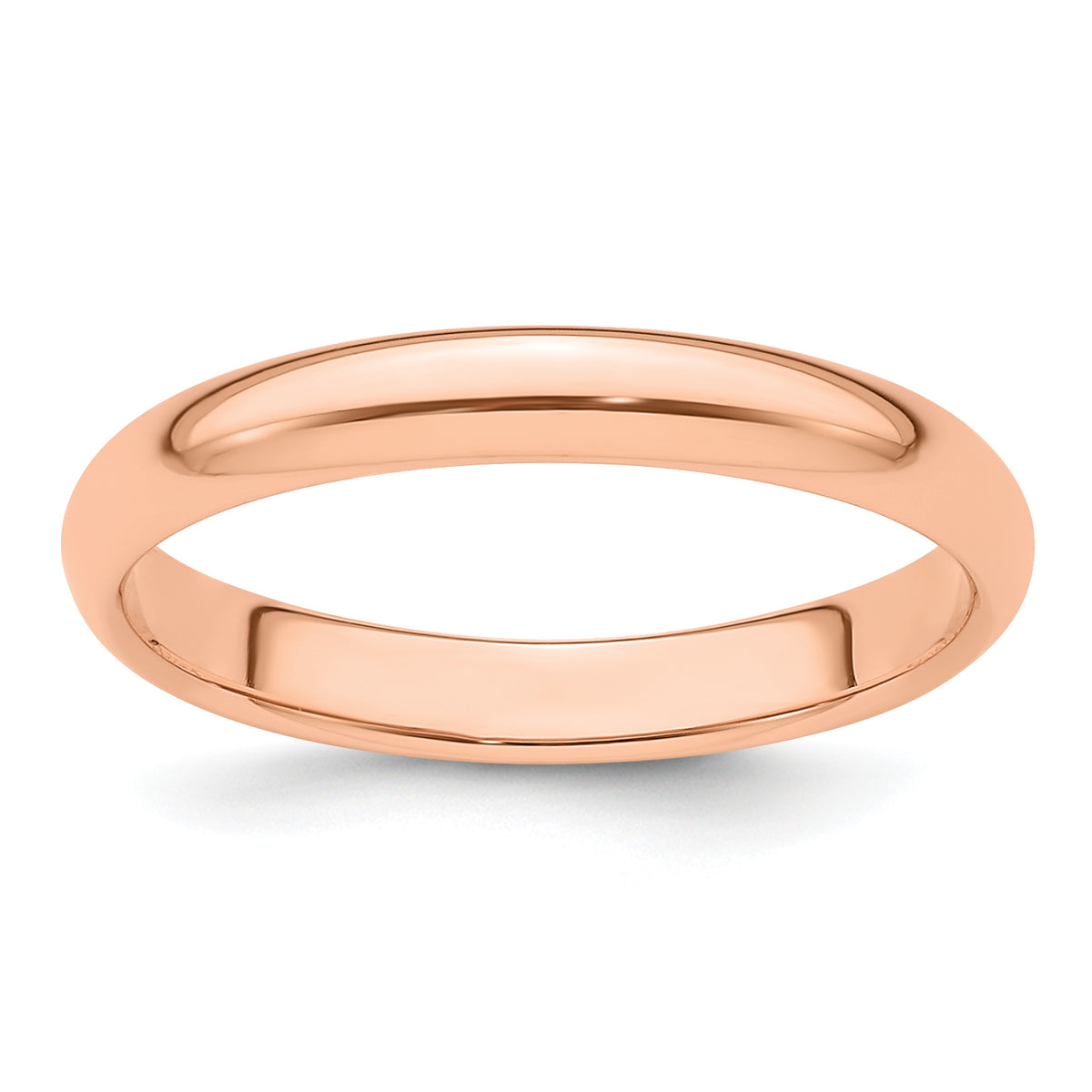 14k Rose Gold 3mm Half Round Wedding Band Size 9.5